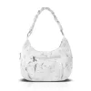 Zellia  25118 Leaf női fehér-ezüst márvány mintás válltáska oldalpánttal 30 x 28 x 10 cm