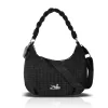 Zellia 25118 női fekete kockás, szövet mintás válltáska oldalpánttal 30 x 28 x 10 cm