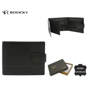    Rovicky čierna pánska kožená peňaženka s klipom 12,5×9 cm