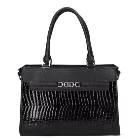    Karen Lena čierna, dámska kabelka z vláknitej kože, taška cez rameno