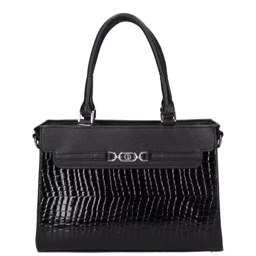  Karen Lena čierna, dámska kabelka z vláknitej kože, taška cez rameno