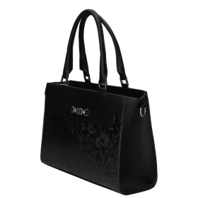    Karen Lena čierna, dámska kabelka z vláknitej kože, taška cez rameno